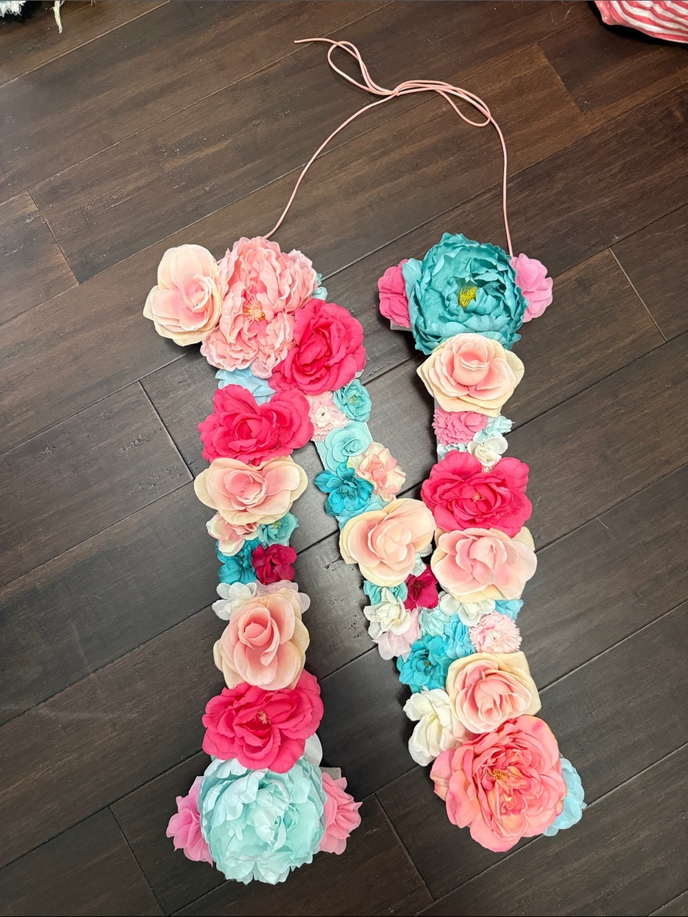 Floral  N  Decor - Pink, Coral & Teal Flower Garland